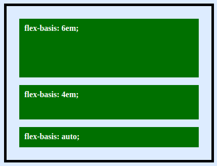 example of flex-basis controlling height in a vertical container